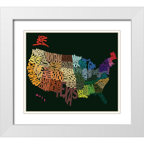 States of text White Modern Wood Framed Art Print with Double Matting by Art Licensing Studio