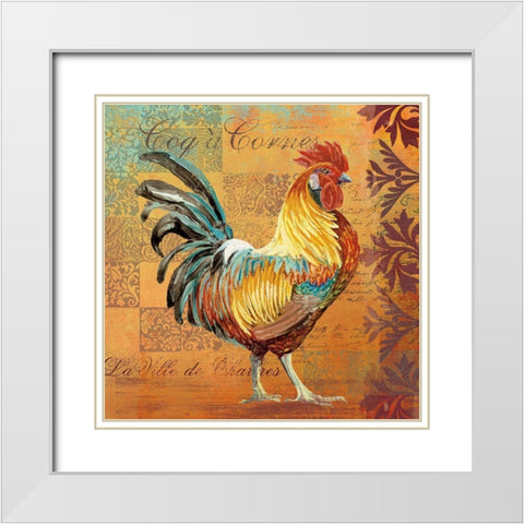 Coq Motifs I White Modern Wood Framed Art Print with Double Matting by Art Licensing Studio