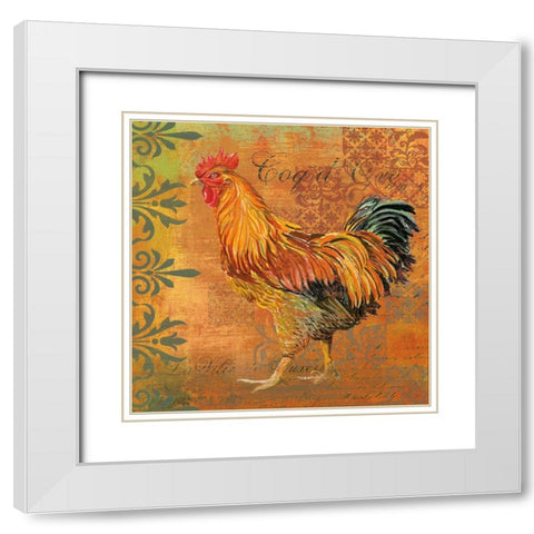 Coq Motifs II White Modern Wood Framed Art Print with Double Matting by Art Licensing Studio