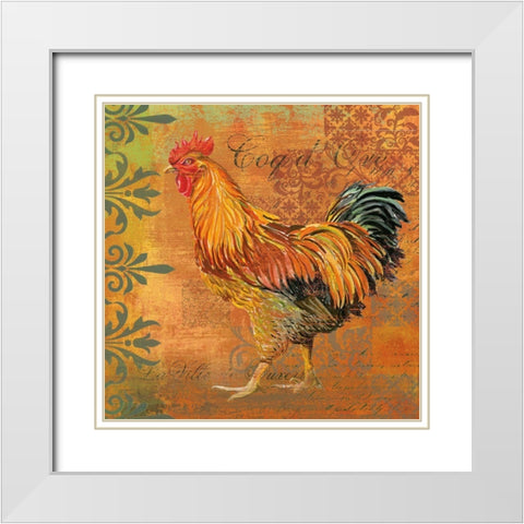 Coq Motifs II White Modern Wood Framed Art Print with Double Matting by Art Licensing Studio