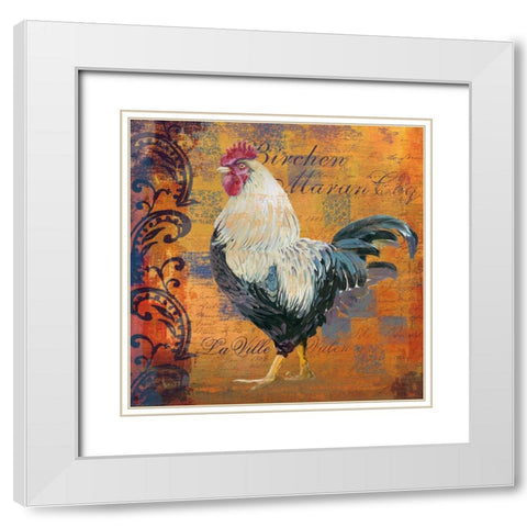 Coq Motifs III White Modern Wood Framed Art Print with Double Matting by Art Licensing Studio