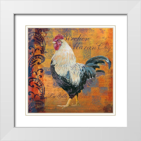 Coq Motifs III White Modern Wood Framed Art Print with Double Matting by Art Licensing Studio