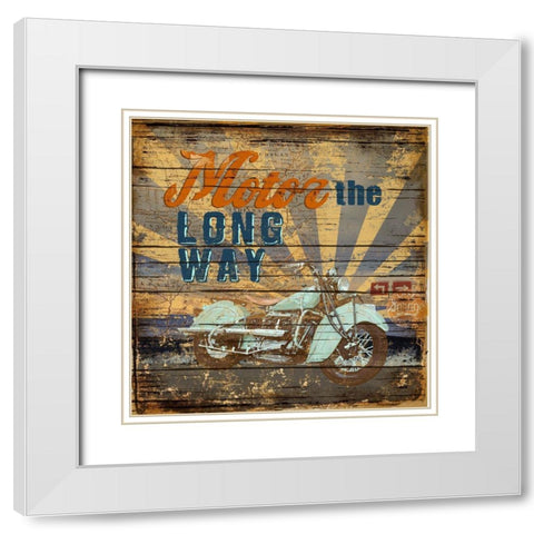 Motor the Way White Modern Wood Framed Art Print with Double Matting by Art Licensing Studio