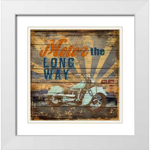 Motor the Way White Modern Wood Framed Art Print with Double Matting by Art Licensing Studio