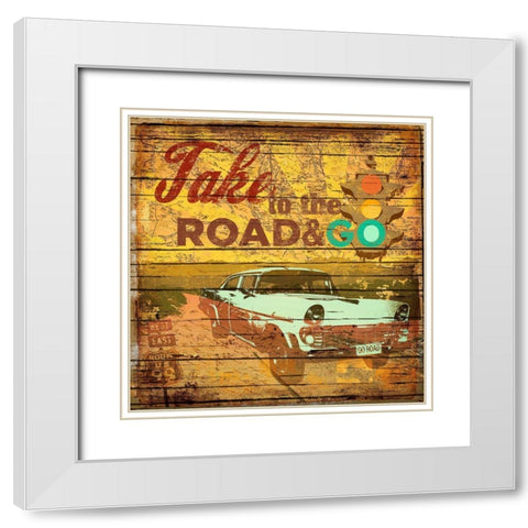 Take to the Road White Modern Wood Framed Art Print with Double Matting by Art Licensing Studio