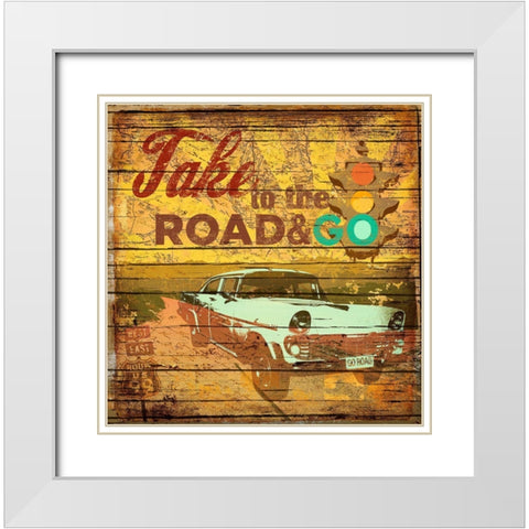 Take to the Road White Modern Wood Framed Art Print with Double Matting by Art Licensing Studio