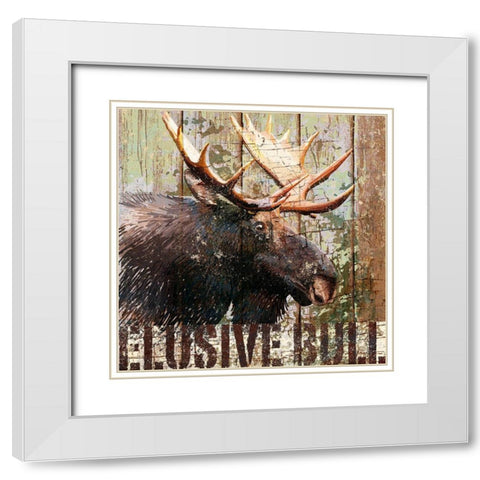 Open Season Moose White Modern Wood Framed Art Print with Double Matting by Art Licensing Studio