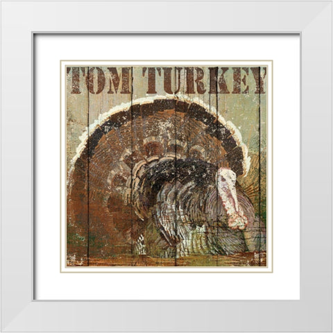 Open Season Turkey White Modern Wood Framed Art Print with Double Matting by Art Licensing Studio