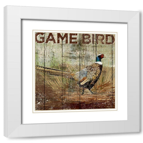 Open Season Pheasant White Modern Wood Framed Art Print with Double Matting by Art Licensing Studio