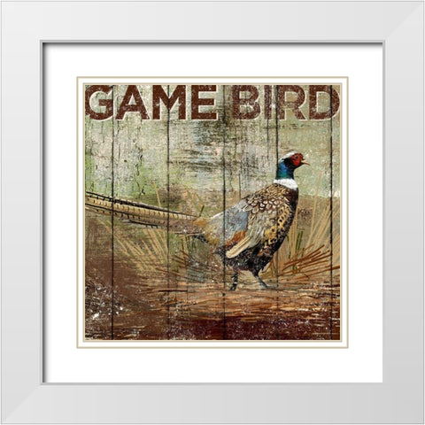Open Season Pheasant White Modern Wood Framed Art Print with Double Matting by Art Licensing Studio