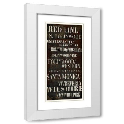 LA Red Line White Modern Wood Framed Art Print with Double Matting by Art Licensing Studio