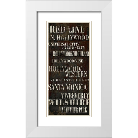 LA Red Line White Modern Wood Framed Art Print with Double Matting by Art Licensing Studio