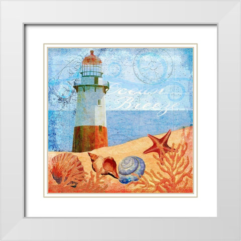 Ocean Breeze Lighthouse White Modern Wood Framed Art Print with Double Matting by Art Licensing Studio
