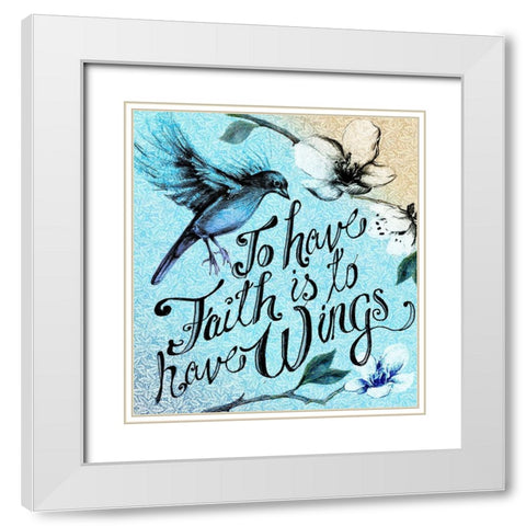 Birdie Words 2 White Modern Wood Framed Art Print with Double Matting by Art Licensing Studio