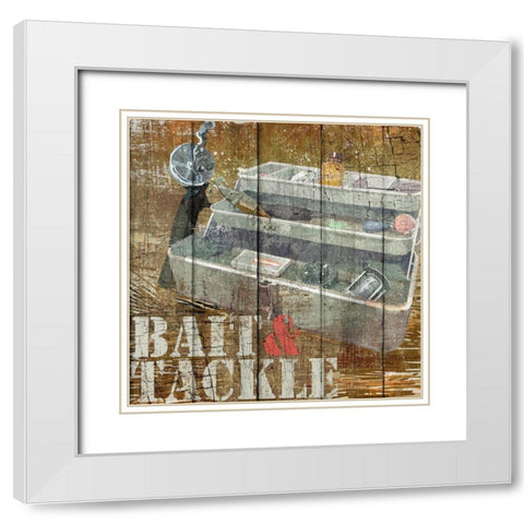 Open Season Tackle White Modern Wood Framed Art Print with Double Matting by Art Licensing Studio