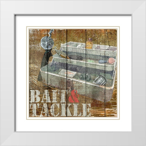 Open Season Tackle White Modern Wood Framed Art Print with Double Matting by Art Licensing Studio