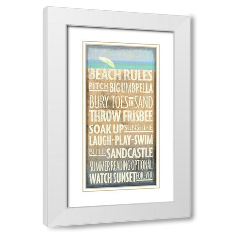 Beach Rules White Modern Wood Framed Art Print with Double Matting by Art Licensing Studio