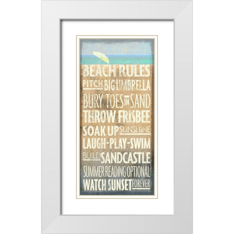 Beach Rules White Modern Wood Framed Art Print with Double Matting by Art Licensing Studio