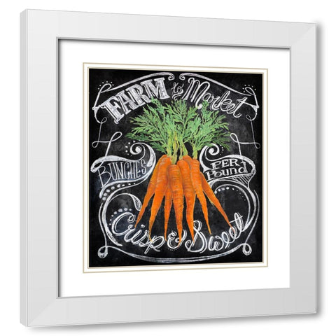 Chalkboard Carrots White Modern Wood Framed Art Print with Double Matting by Art Licensing Studio