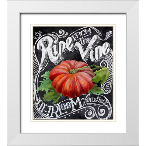 Chalkboard Tomato White Modern Wood Framed Art Print with Double Matting by Art Licensing Studio