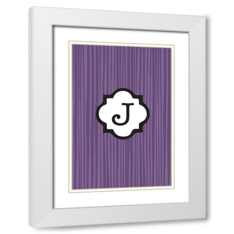 Initials Pattern J White Modern Wood Framed Art Print with Double Matting by Art Licensing Studio
