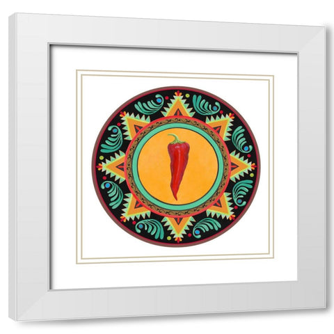 Talavera Tex-mex 1 White Modern Wood Framed Art Print with Double Matting by Art Licensing Studio