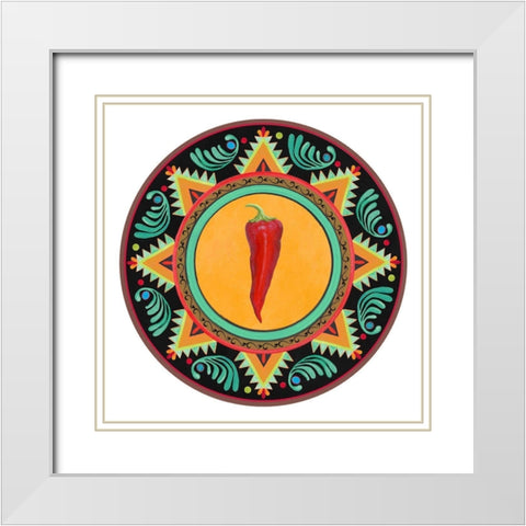Talavera Tex-mex 1 White Modern Wood Framed Art Print with Double Matting by Art Licensing Studio