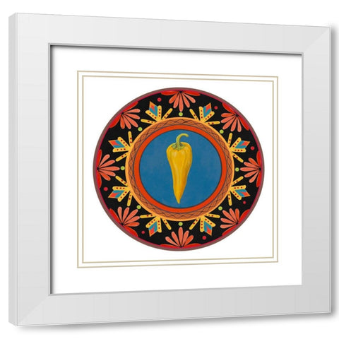 Talavera Tex-mex III White Modern Wood Framed Art Print with Double Matting by Art Licensing Studio