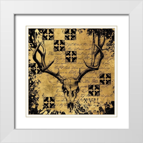 BAndG Deer Skull White Modern Wood Framed Art Print with Double Matting by Art Licensing Studio