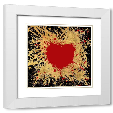 Heart of Gold 1 White Modern Wood Framed Art Print with Double Matting by Art Licensing Studio