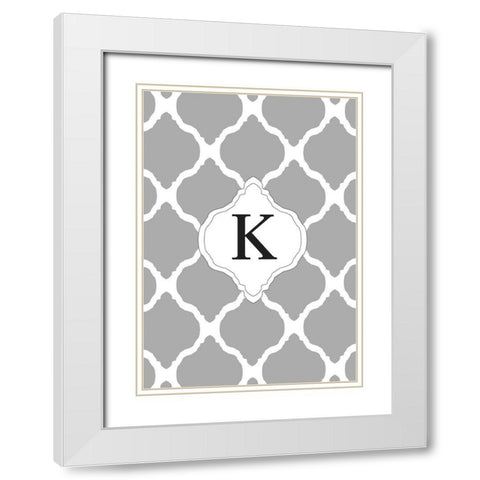 K White Modern Wood Framed Art Print with Double Matting by Art Licensing Studio