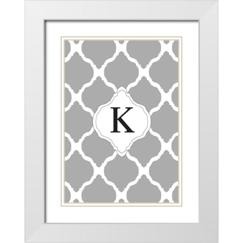 K White Modern Wood Framed Art Print with Double Matting by Art Licensing Studio