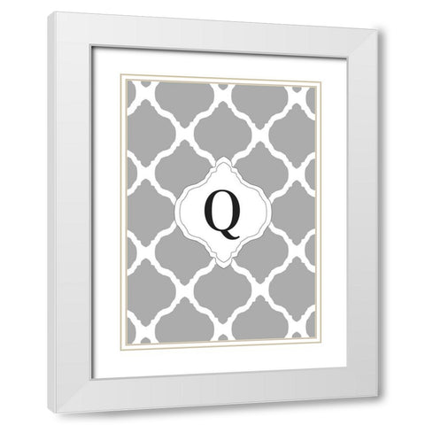 Q White Modern Wood Framed Art Print with Double Matting by Art Licensing Studio