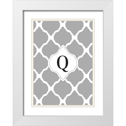 Q White Modern Wood Framed Art Print with Double Matting by Art Licensing Studio