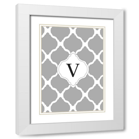 V White Modern Wood Framed Art Print with Double Matting by Art Licensing Studio
