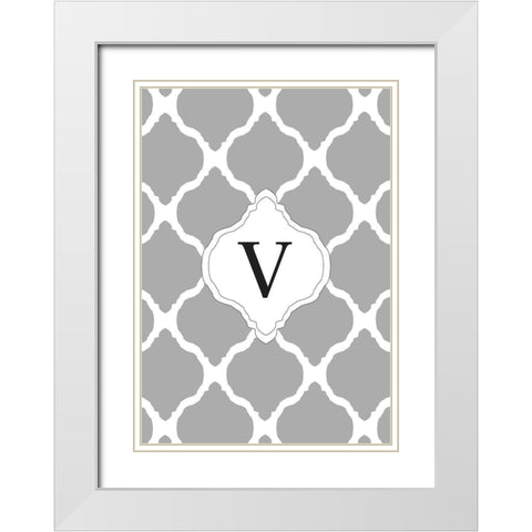 V White Modern Wood Framed Art Print with Double Matting by Art Licensing Studio