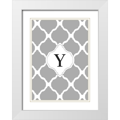 Y White Modern Wood Framed Art Print with Double Matting by Art Licensing Studio