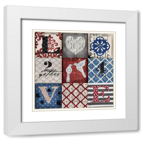 9 Love RWB White Modern Wood Framed Art Print with Double Matting by Art Licensing Studio