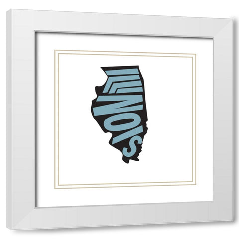 Illinois White Modern Wood Framed Art Print with Double Matting by Art Licensing Studio