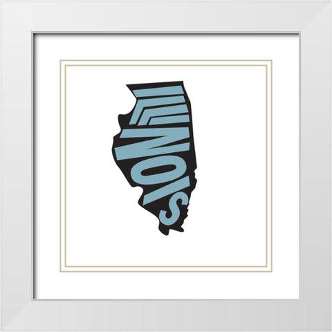 Illinois White Modern Wood Framed Art Print with Double Matting by Art Licensing Studio