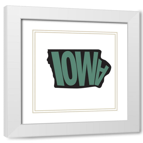 Iowa White Modern Wood Framed Art Print with Double Matting by Art Licensing Studio