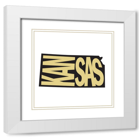Kansas White Modern Wood Framed Art Print with Double Matting by Art Licensing Studio