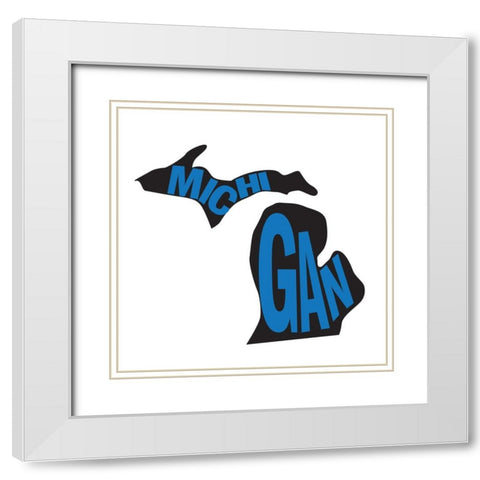 Michigan White Modern Wood Framed Art Print with Double Matting by Art Licensing Studio