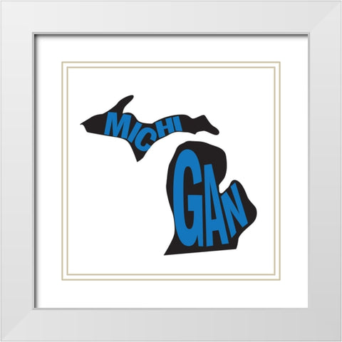 Michigan White Modern Wood Framed Art Print with Double Matting by Art Licensing Studio
