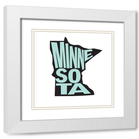 Minnesota White Modern Wood Framed Art Print with Double Matting by Art Licensing Studio
