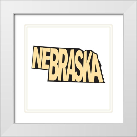 Nebraska White Modern Wood Framed Art Print with Double Matting by Art Licensing Studio