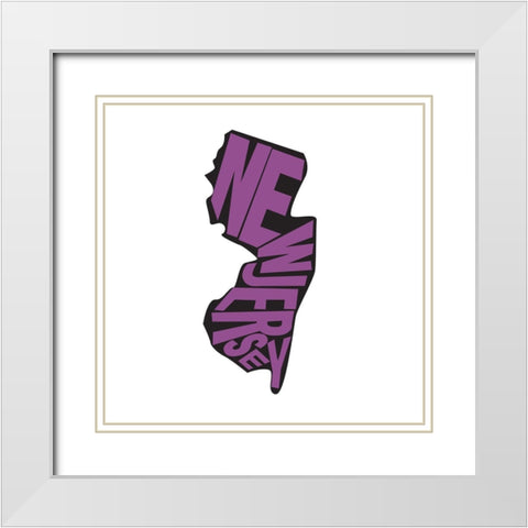New Jersey White Modern Wood Framed Art Print with Double Matting by Art Licensing Studio