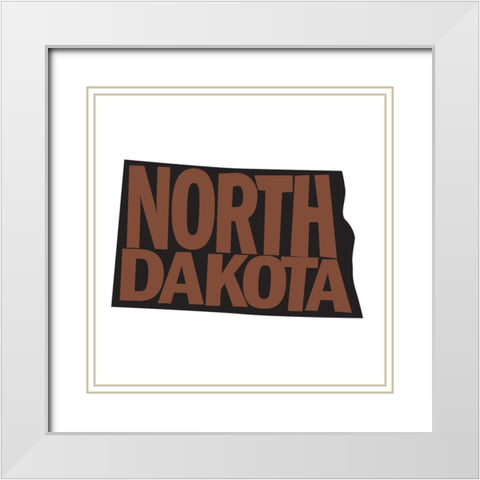 North Dakota White Modern Wood Framed Art Print with Double Matting by Art Licensing Studio