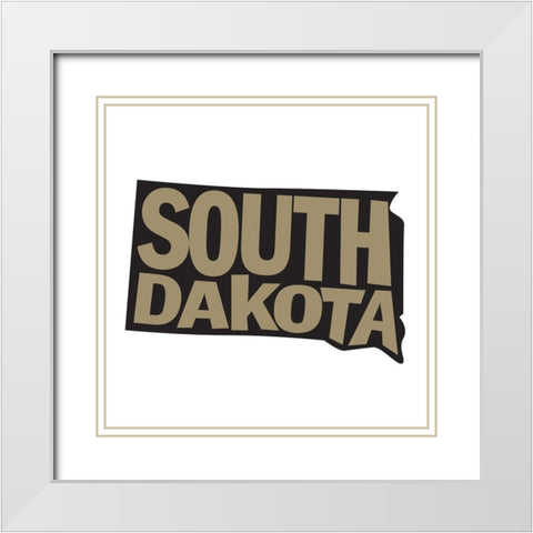 South Dakota White Modern Wood Framed Art Print with Double Matting by Art Licensing Studio