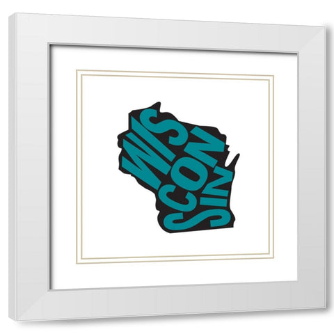 Wisconsin White Modern Wood Framed Art Print with Double Matting by Art Licensing Studio